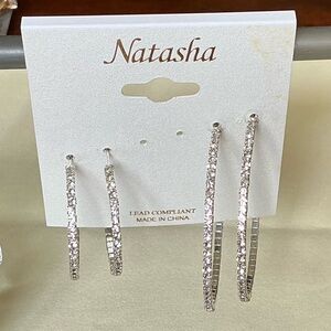 Natasha Set of 2 Pavé Cubic Zirconia Hoop Earrings